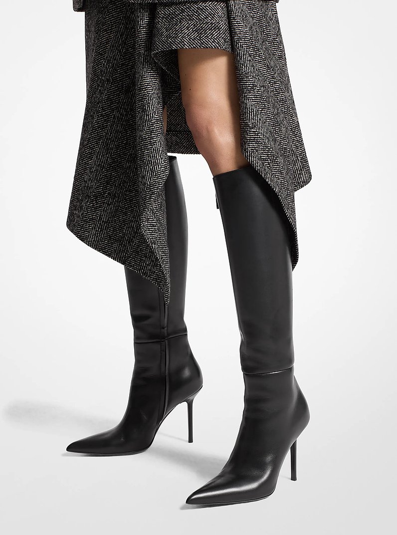 Angelina Leather Boot in BLACK | Michael Kors