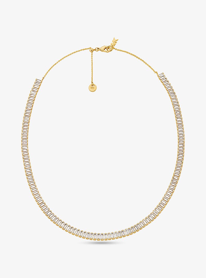 Collar de tenis de lat&oacute;n con chapado en metal precioso e incrustaciones in DORADO | Michael Kors