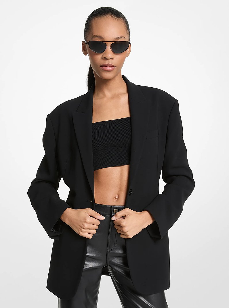 Blazer de crep&eacute; in NEGRO | Michael Kors
