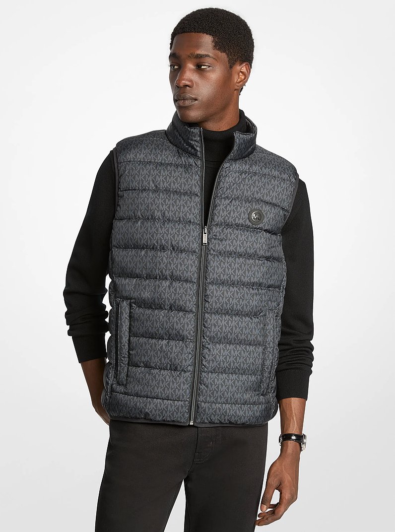 Gilet r&eacute;versible Abbou &agrave; logo Signature in NOIR | Michael Kors