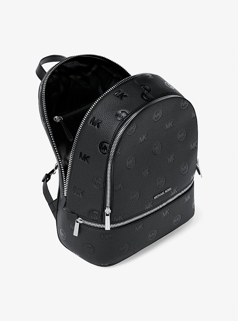 Rhea Medium Logo Debossed Backpack in BLACK - Sale | Michael Kors [US]
