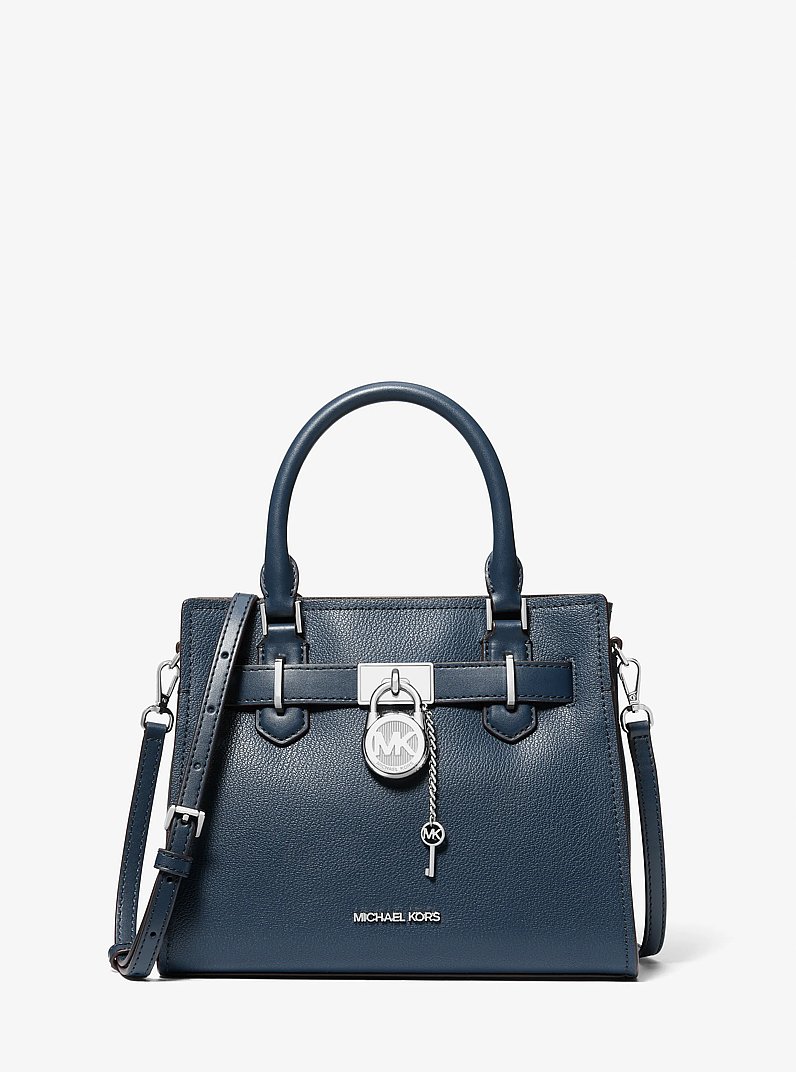 Hamilton Small Leather Satchel in NAVY | Michael Kors