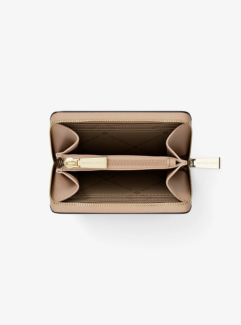 Kartenetui Jet Set Small aus gekrispeltem Leder mit Rundum-Rei&szlig;verschluss in KHAKI | Michael Kors