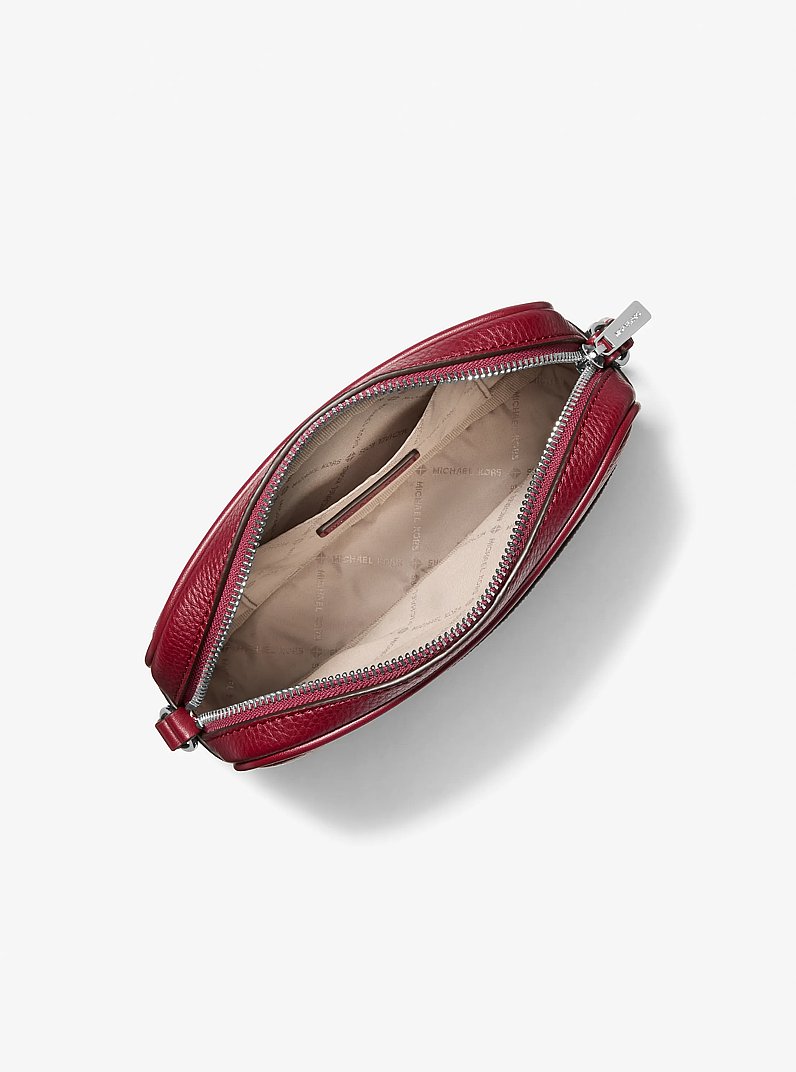 Jet Set Travel Small Signature Logo Camera Crossbody Bag in MAROON | Michael Kors