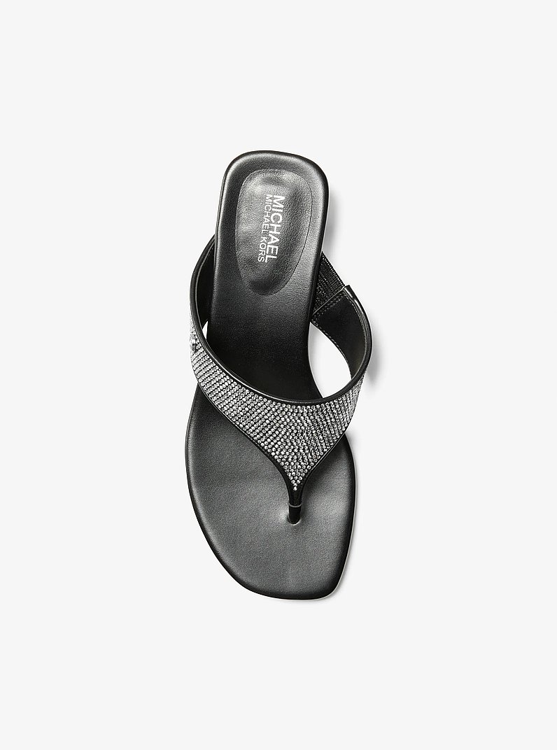 Anneka Embellished Thong Sandal in BLACK | Michael Kors