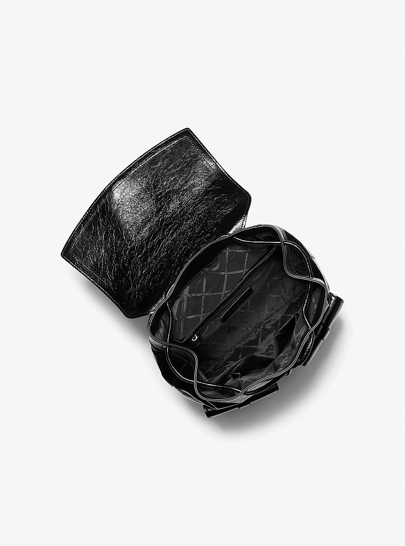 Darrington Large Crackled Leather Backpack in BLACK | Michael Kors