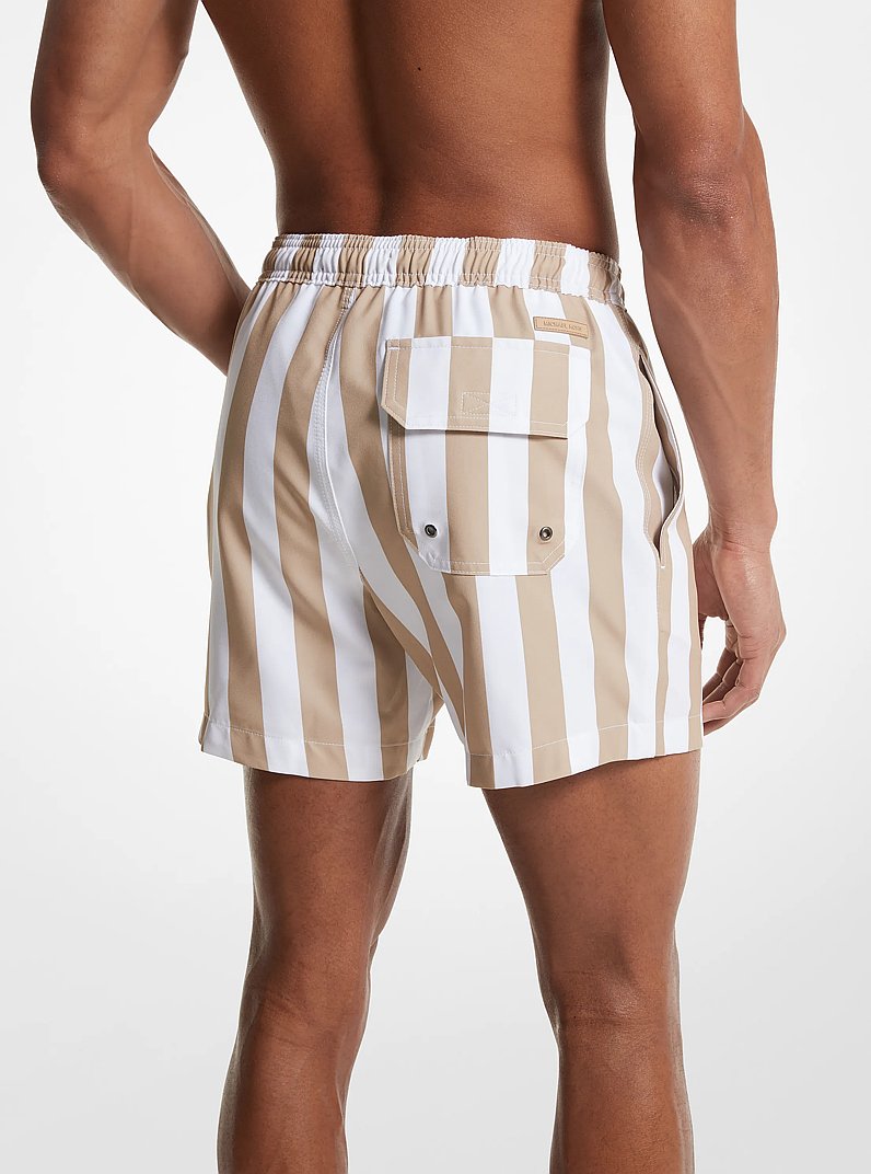 Woven Striped Swim Trunks in KHAKI | Michael Kors