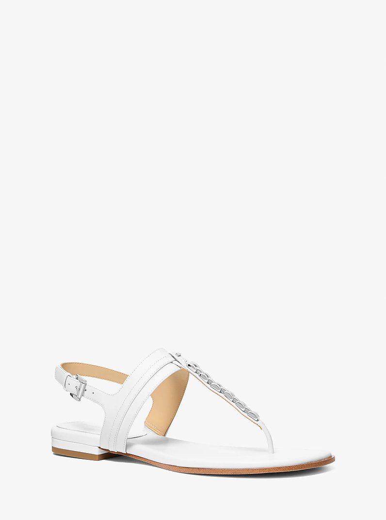 Marcia Embellished Leather Sandal in OPTIC WHITE | Michael Kors