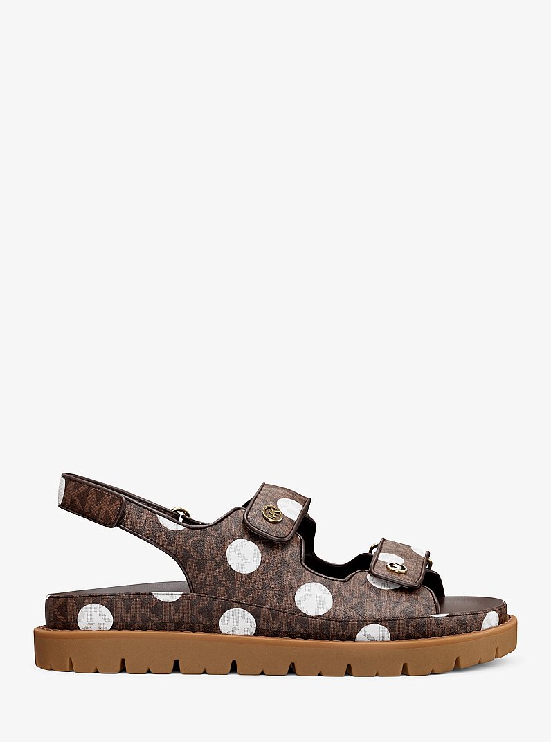 Holland Polka Dot Signature Logo Sandal in BROWN | Michael Kors