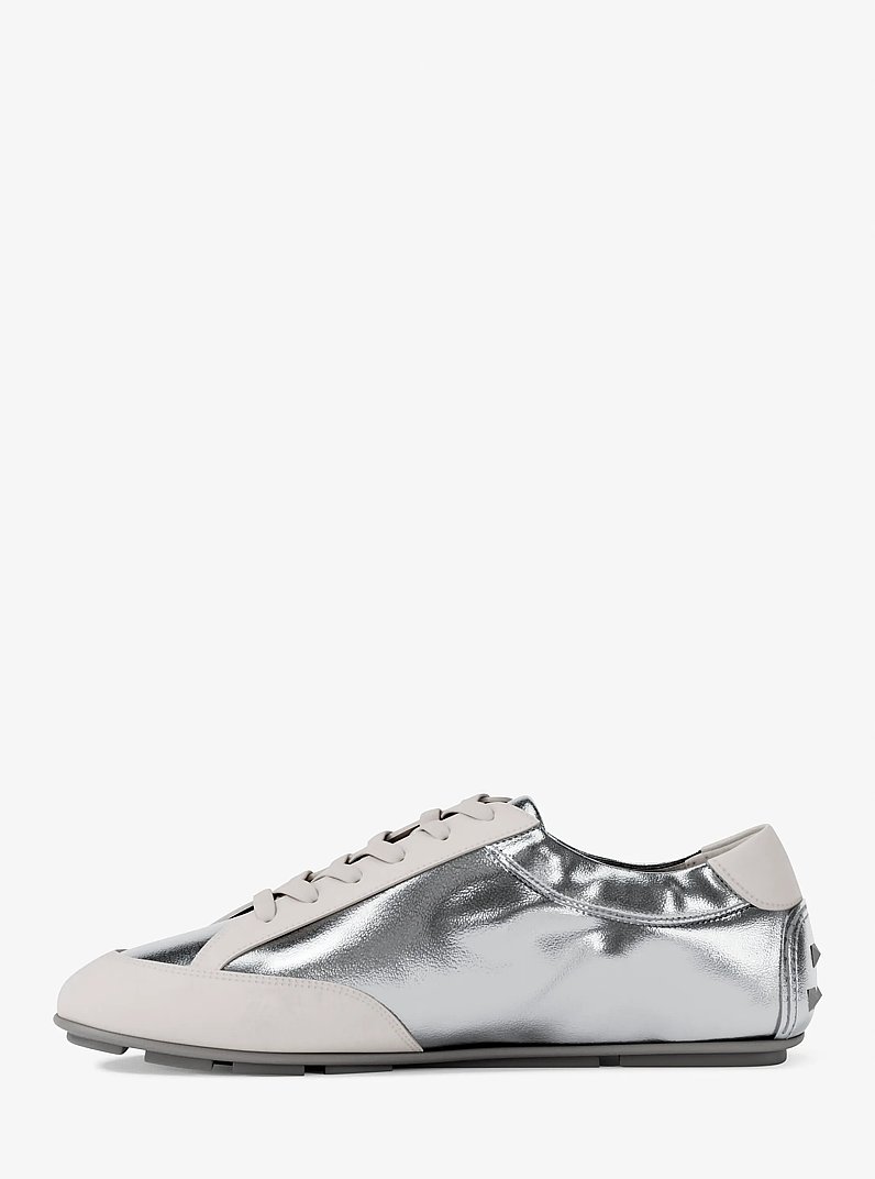 Espadrille Susie en cuir m&eacute;tallis&eacute; in ARGENT | Michael Kors