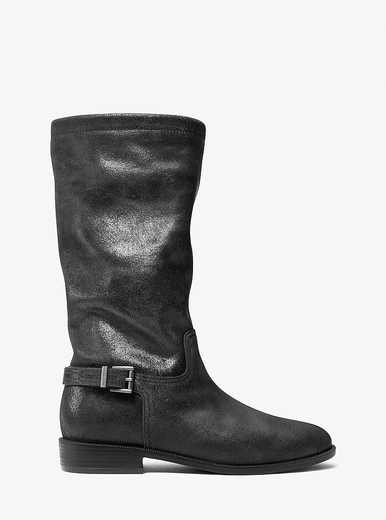 Botte Harleigh en cuir &agrave; effet us&eacute; in NOIR | Michael Kors