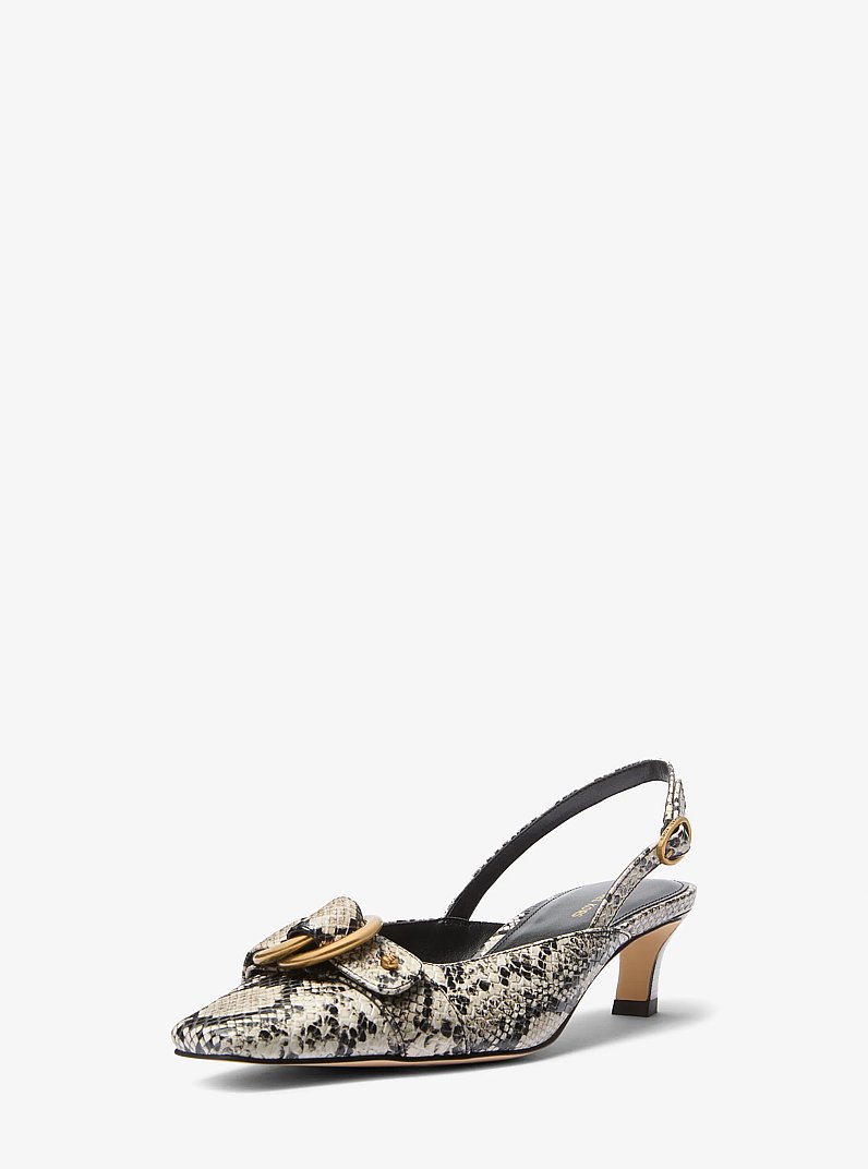 Escarpin &agrave; bride arri&egrave;re Jaden en cuir gaufr&eacute; &agrave; motif de serpent in NATUREL | Michael Kors