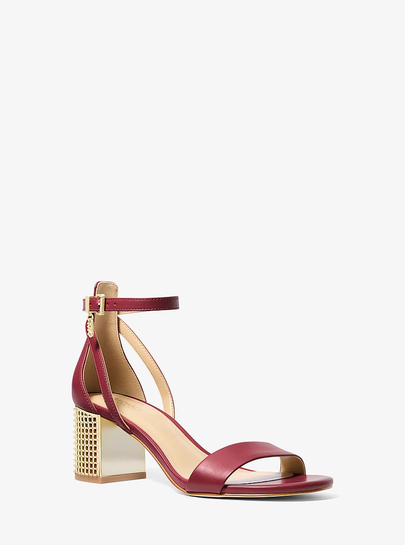 Maxine Leather Sandal in DEEP RED | Michael Kors