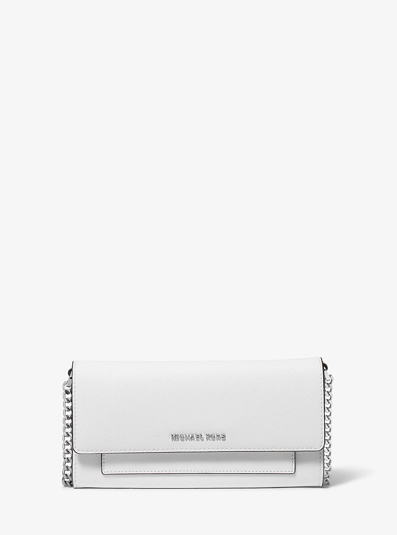 Jet Set Medium Saffiano Leather 2-in-1 Convertible Crossbody Bag in OPTIC WHITE | Michael Kors