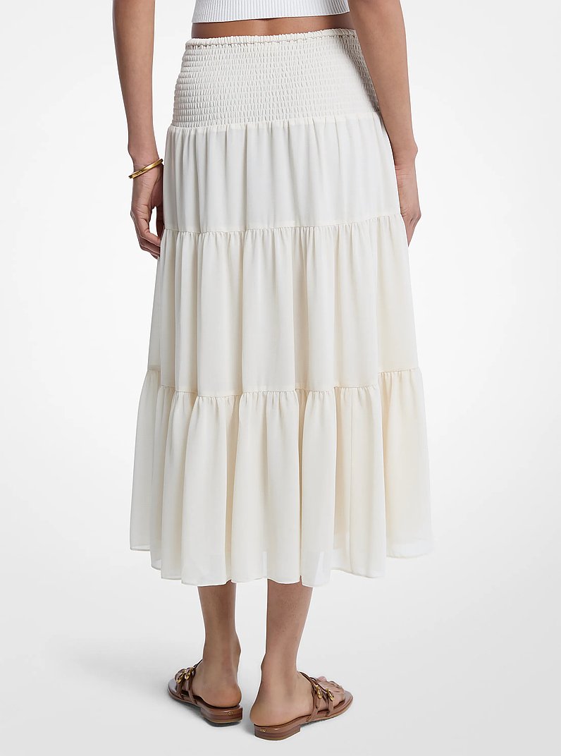 Falda con volantes en capas de georgette in HUESO | Michael Kors