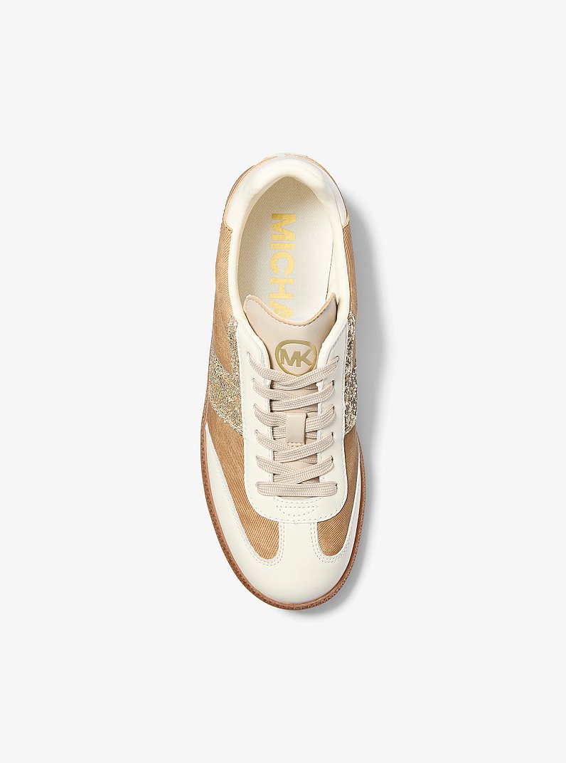 Jovie Mixed Media Sneaker in EGGSHELL | Michael Kors