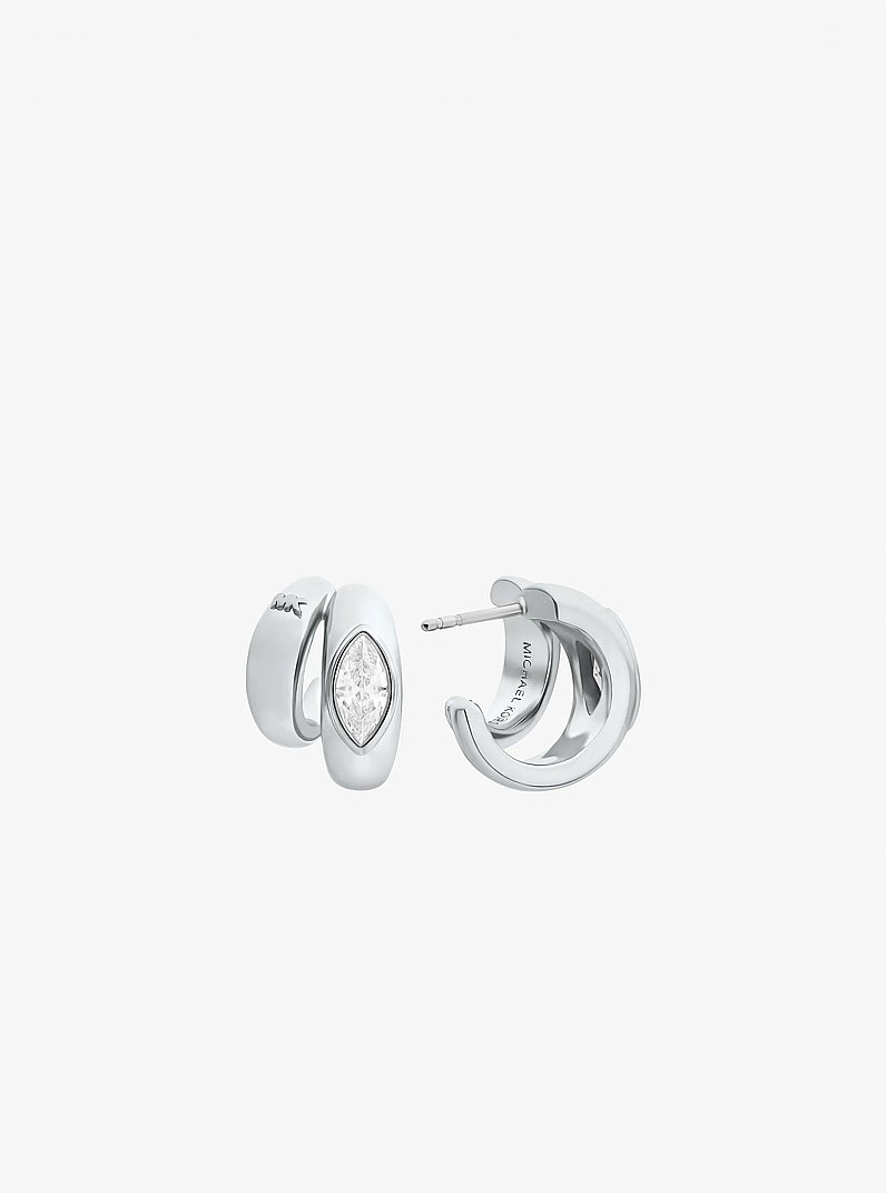 Marquise Cut Cubic Zirconia Double Hoop Earrings in SILVER | Michael Kors