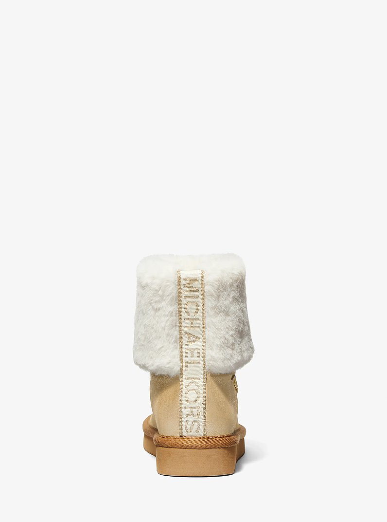 Julia Faux Fur Trim Metallic Leather Boot in PALE GOLD | Michael Kors