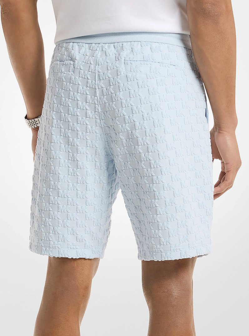Logo Jacquard Terry Shorts in PASTEL BLUE | Michael Kors