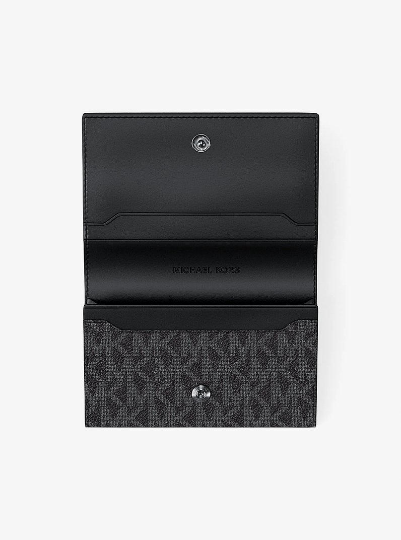 Hudson Signature Logo Card Case in BLACK | Michael Kors