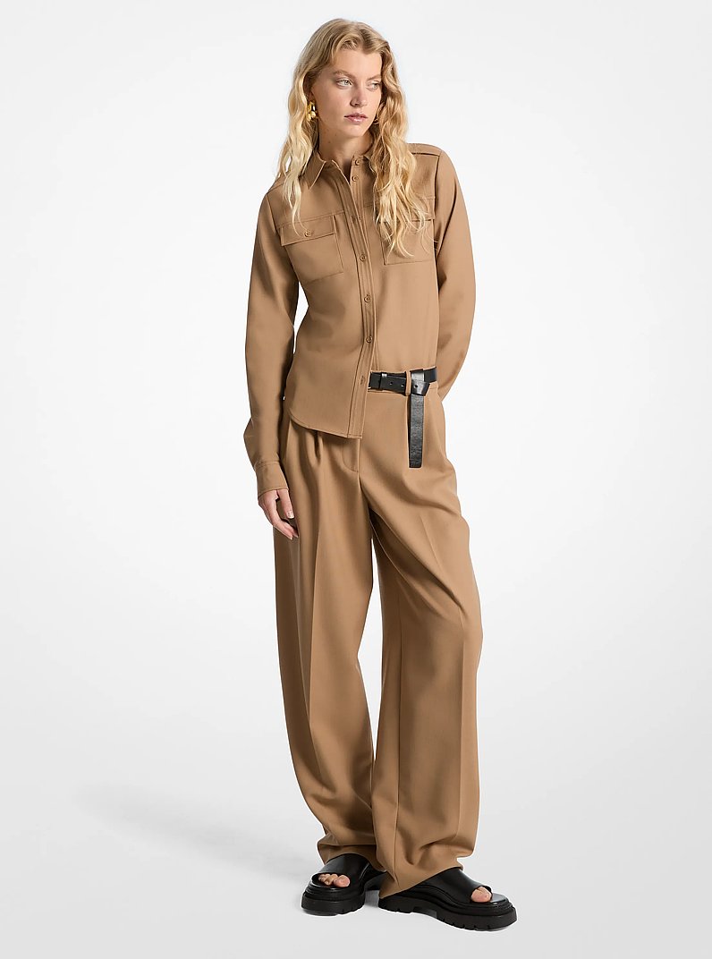 Utility-Hemd aus Wollmischung in CAF&Eacute; | Michael Kors