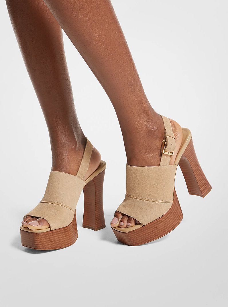 Rye Suede Platform Sandal in CAMEL | Michael Kors