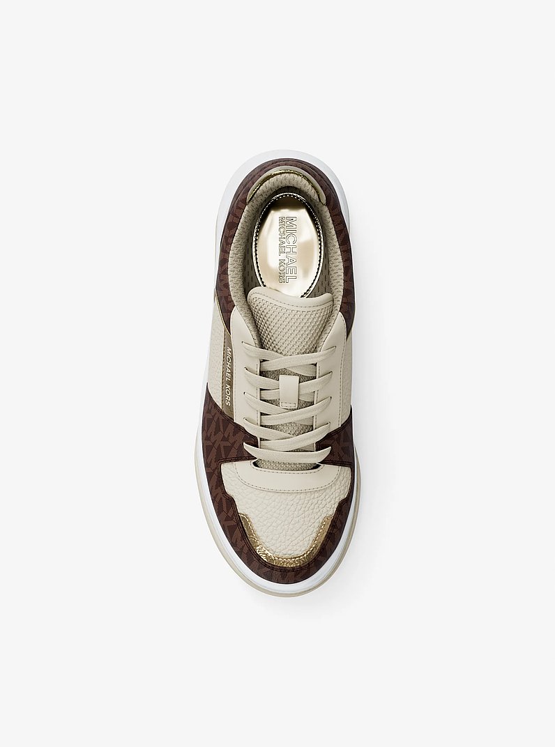Lexi Mixed-Media Sneaker in BROWN | Michael Kors