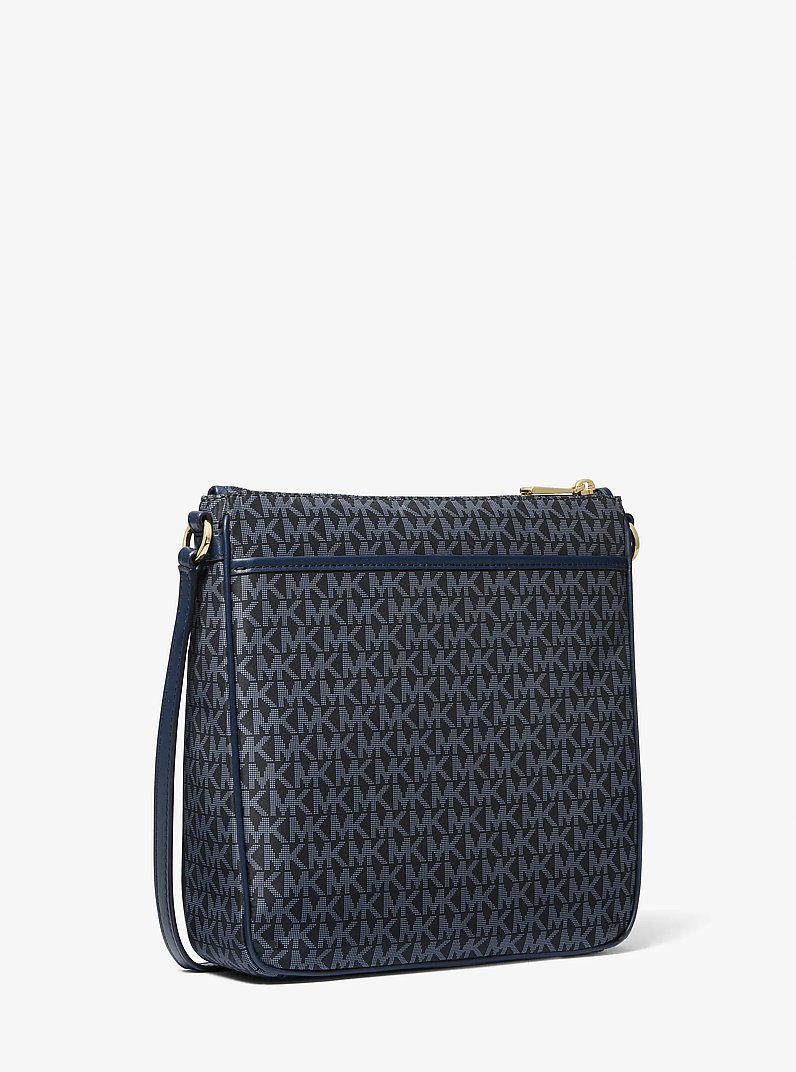Jet Set Large Signature Logo Print Woven Crossbody Bag in ADMRL/PLBLUE | Michael Kors