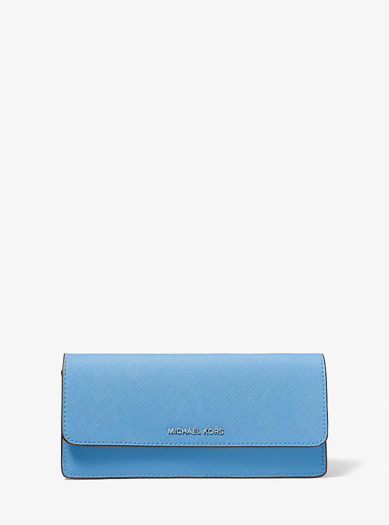 Billetera Jet Set grande de piel Saffiano con cierre a presi&oacute;n in PAC&Iacute;FICO SUR | Michael Kors