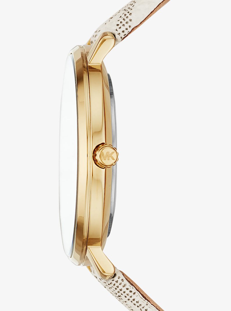 Pyper Logo and Gold-Tone Watch in VANILLA | Michael Kors