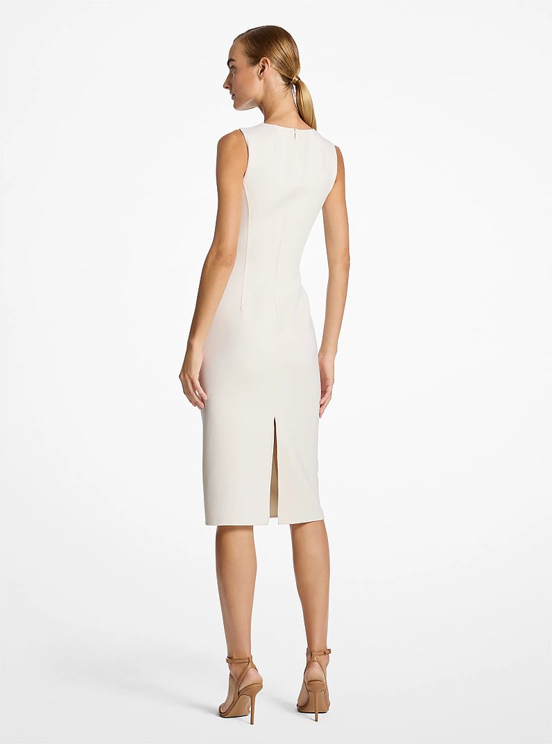 Double Faced Stretch Wool Boucl&eacute; Sheath Dress in IVORY | Michael Kors