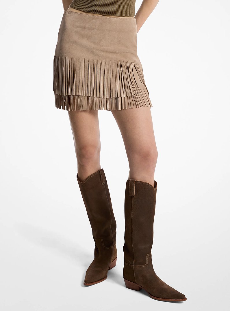 Minifalda de ante con flecos in DUNA | Michael Kors