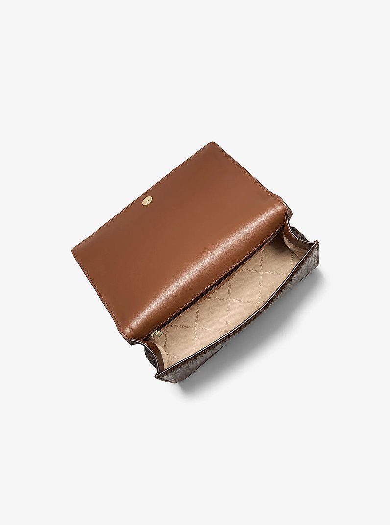 Borsa a tracolla Jet Set grande in pelle martellata e stampa logo in MARRONE/CUOIO | Michael Kors