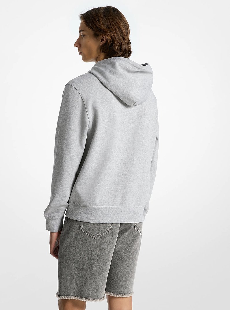 Embossed Logo Cotton Blend Hoodie in HEATHER GREY | Michael Kors