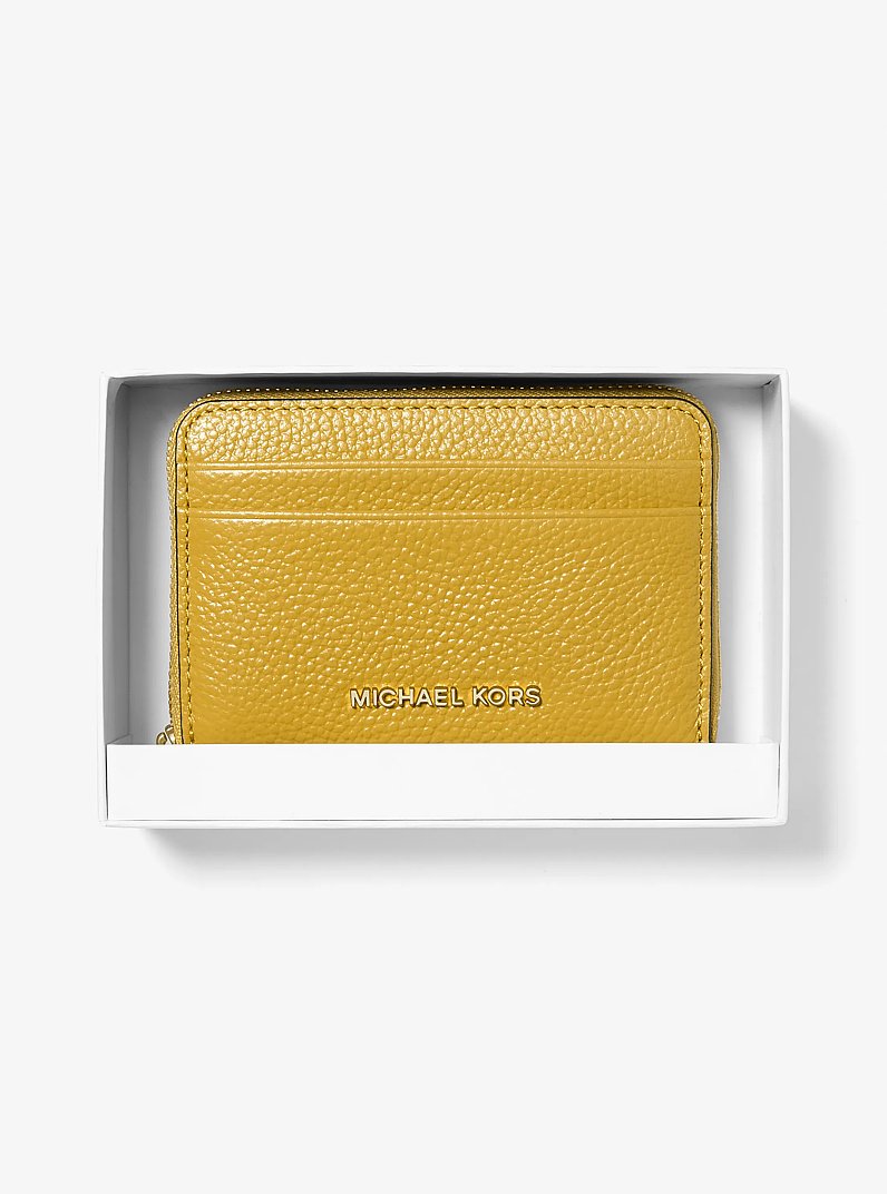 Jet Set Small Pebbled Leather Zip-Around Card Case