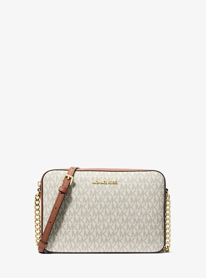 Jet Set Large Printed Logo Crossbody Bag in VANILLA | Michael Kors