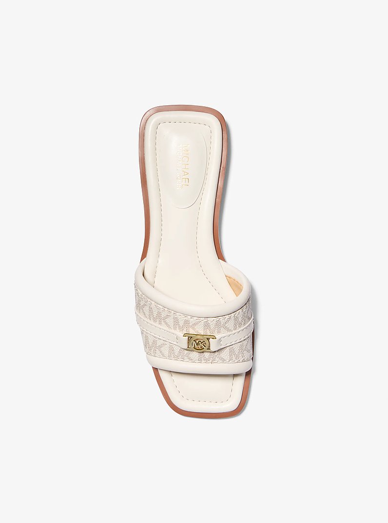 Mandy Signature Logo Slide Sandal in VAN/CREAM | Michael Kors