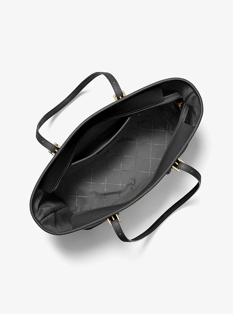 Jet Set Travel Large Saffiano Leather Tote Bag in BLACK | Michael Kors