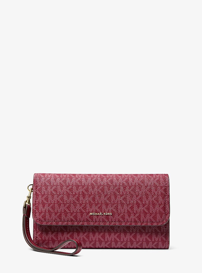 Jet Set Medium Signature Logo Convertible Wristlet in DEEP RED | Michael Kors
