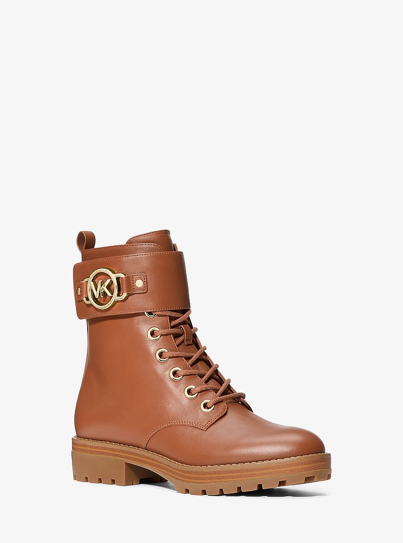 Rory Leather Combat Boot in LUGGAGE | Michael Kors