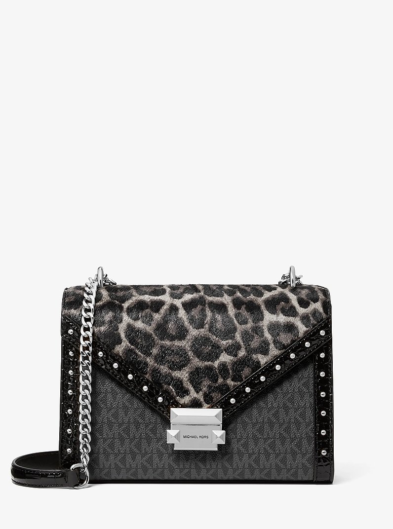 COOL leopard✖︎BLACK all-in-one★★アクセ★★ Carson Small Leopard Print Calf Hair Satchel in BLACK - Sale