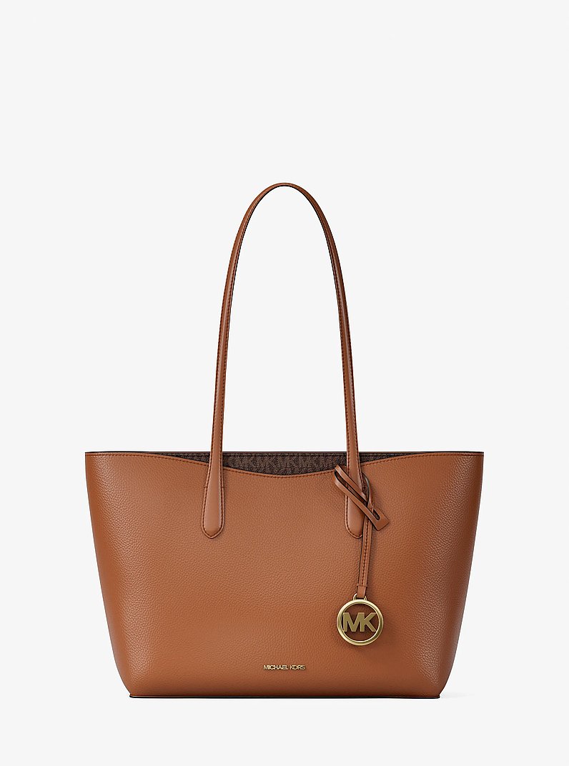 Arden Large Pebbled Leather Tote Bag in BROWN | Michael Kors