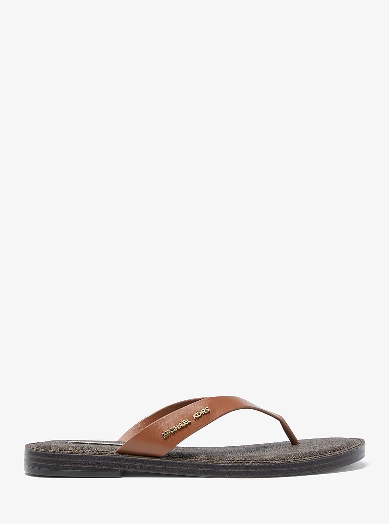 Koko Leather Flip Flop in LUGGAGE | Michael Kors