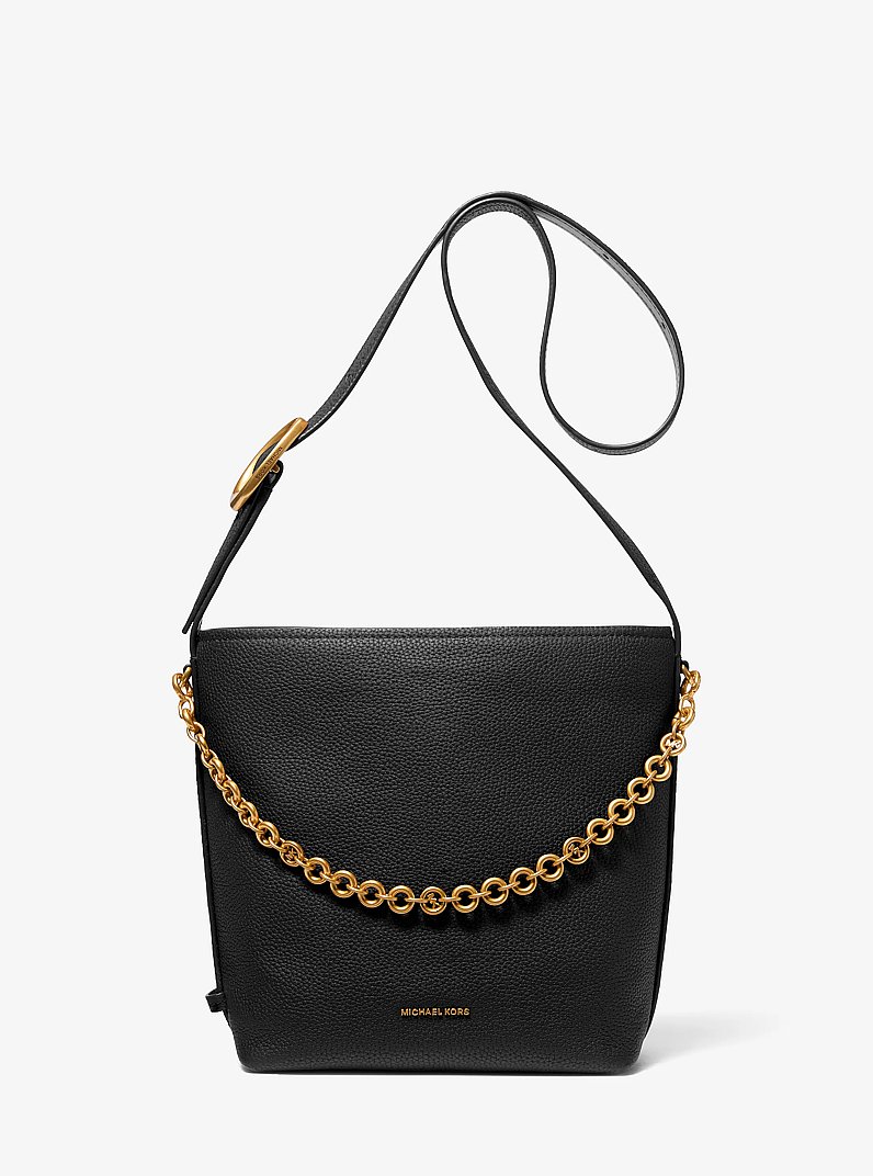 Nolita Small Pebbled Leather Bucket Tote Bag in BLACK | Michael Kors