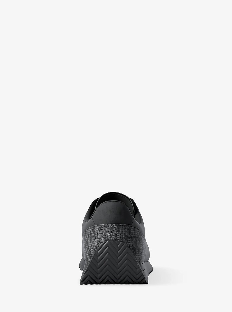 Rhodes Signature Logo and Leather Trainer in BLACK/BLACK | Michael Kors