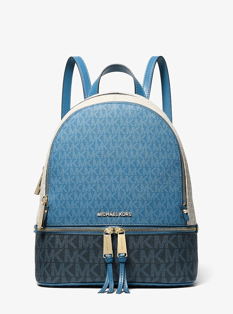 Rhea Medium Color-Block Logo Backpack in LUGGAGE - Sale | Michael