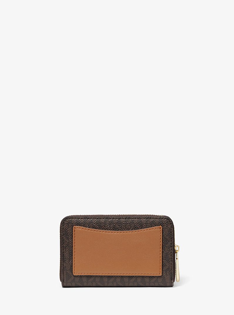 Cartera peque&ntilde;a de piel con estampado de logotipos in MARR&Oacute;N/BELLOTA | Michael Kors