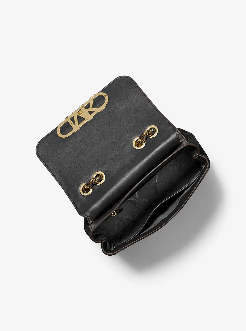 Parker Medium Studded Suede Shoulder Bag in BLACK | Michael Kors