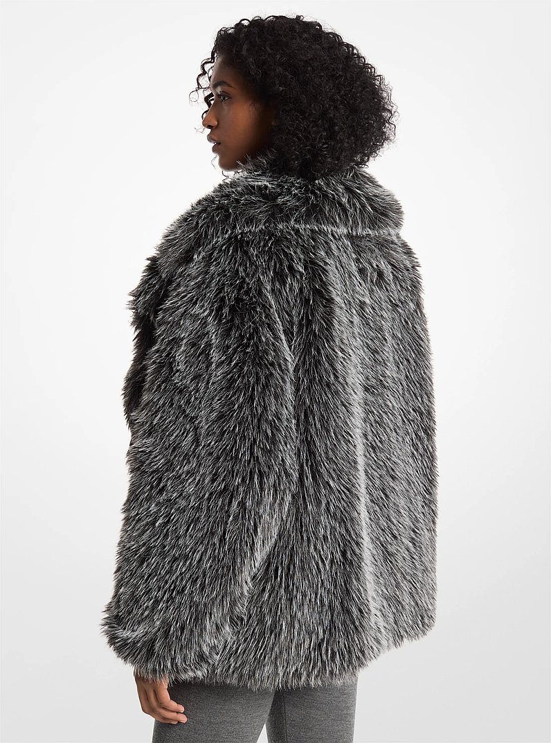 Faux Fur Peacoat in BLACK/WHITE | Michael Kors