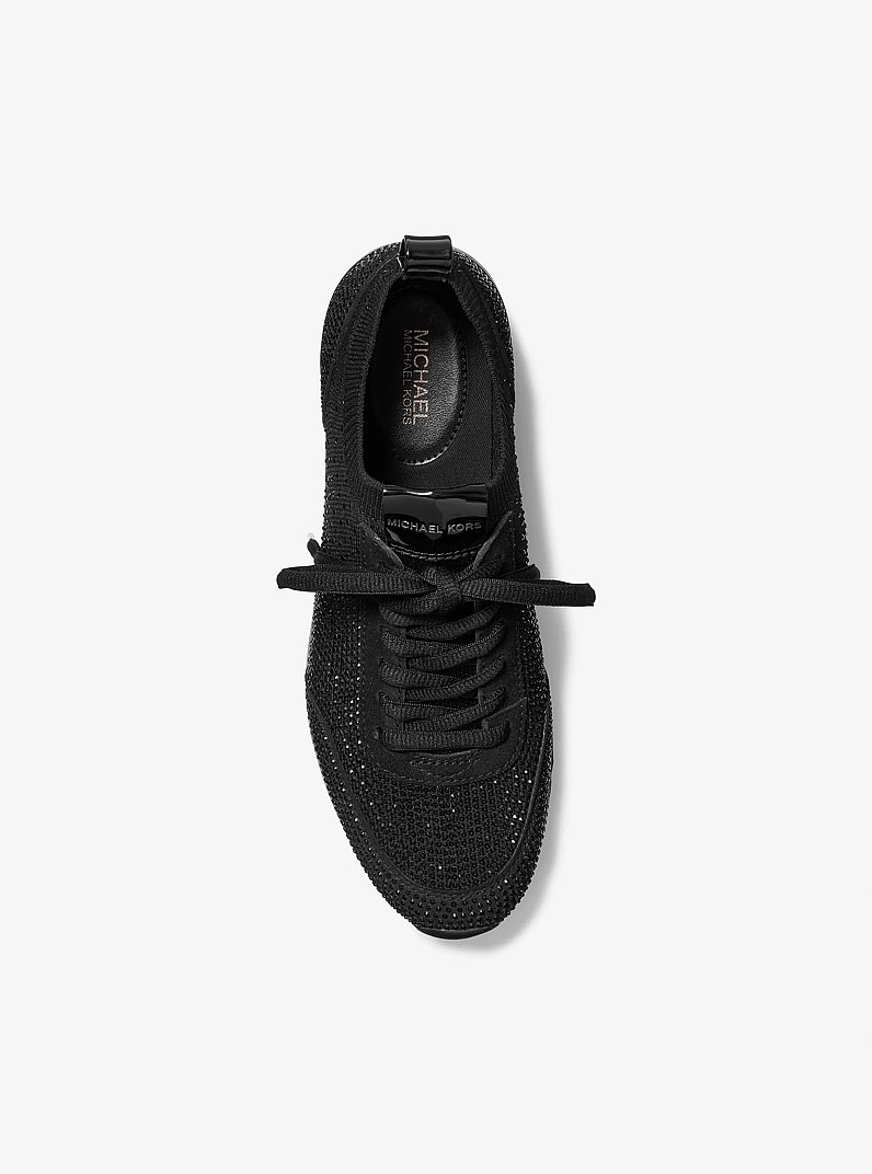 Jenkins Crystal Embellished Stretch Knit Trainer in BLACK - Sale